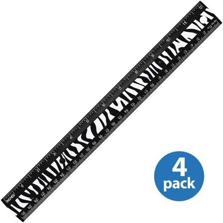 (4 pack) (4 Pack) Westcott 12" Zebra Print Ruler