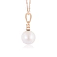 thumbnail image 2 of ANGARA Japanese Akoya Cultured Pearl Pendant with Trio Diamonds in 14K Rose Gold for Women | June Birthstone, Birthday, Anniversary, Jewelry Gift for Women | Pearl Necklace, 2 of 8
