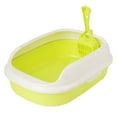 thumbnail image 3 of Caja de arena para gatos con tapa abierta, inodoro de lados altos y resistente a salpicaduras para gatos de interior Verde, 3 of 9