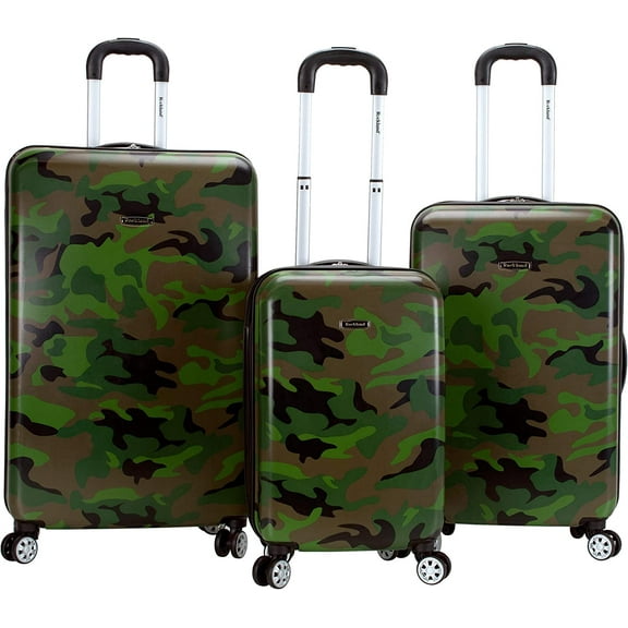 Rockland Safari Hardside Spinner Wheel Luggage, Camouflage, 3-Piece Set (20/24/28) 3-Piece Set (20/24/28) Camouflage