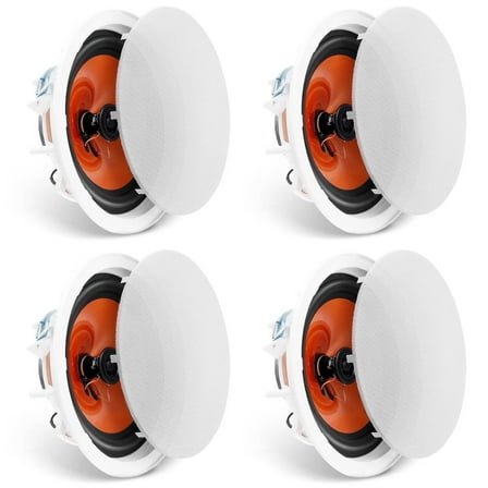 4 PCs 8 Inch in Ceiling Speakers, 100-Watts, Flush Mount Ceiling & in-Wall Speakers System with 8ΩImpedance 89dB Sensitivity, for Home Kitchen Living Room Bedroom or Covered Outdoor Porches