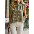 thumbnail image 3 of Uniexcosm Women's Floral Casual Blouses Ruffled Short Sleeve Round Neck Tops, 3 of 7