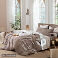 thumbnail image 2 of MooMee Gingham Duvet Cover Set Cal-King 100% Washed Cotton Linen Like Textured Breathable Lightweight 3-Piece (Cocoa Brown), 2 of 7