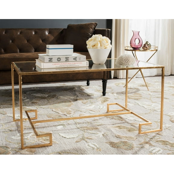 SAFAVIEH Burton Coffee Table, Antique Gold w/ Mirror Top