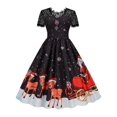 thumbnail image 4 of Vestido de fiesta de Navidad para mujer, vestido Vintage de encaje de manga corta para invierno, ropa de noche de Navidad elegante 2022, 4 of 5