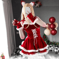thumbnail image 4 of Anilv-disfraz de la serie de Santa Claus para mujer, ropa de Navidad, fiesta de Navidad, alce de nieve, vestido rojo, capa de cuerda, Unifrom, pijama Sexy, Cosplay, 4 of 7
