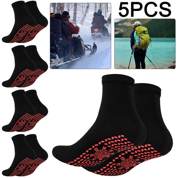5 Pares Calcetines Térmicos Multifuncionales Antifatiga para Senderismo (negro)
