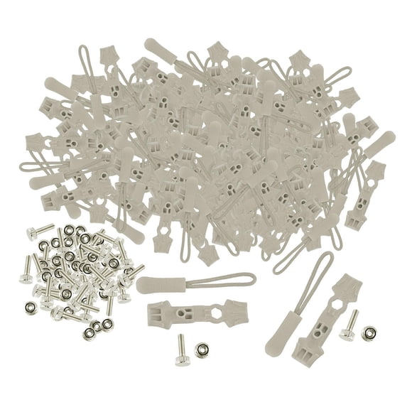 Kit de reparación de cremalleras de 200 piezas, tiradores de cremallera, cabezales de cremallera de repuesto, tiradores de cremallera para Gris claro