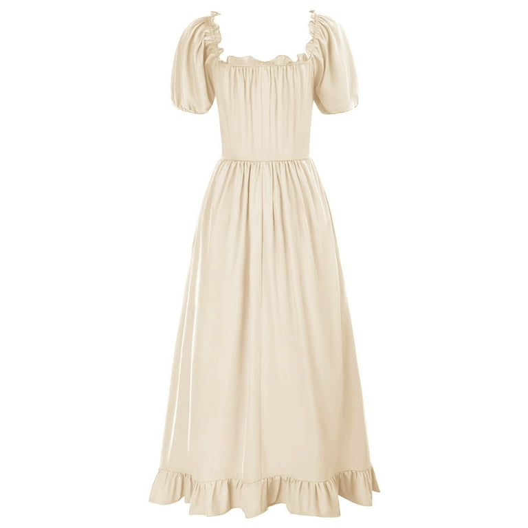 beige medieval dress Medieval dress in cream with cords on neckline and sleeves