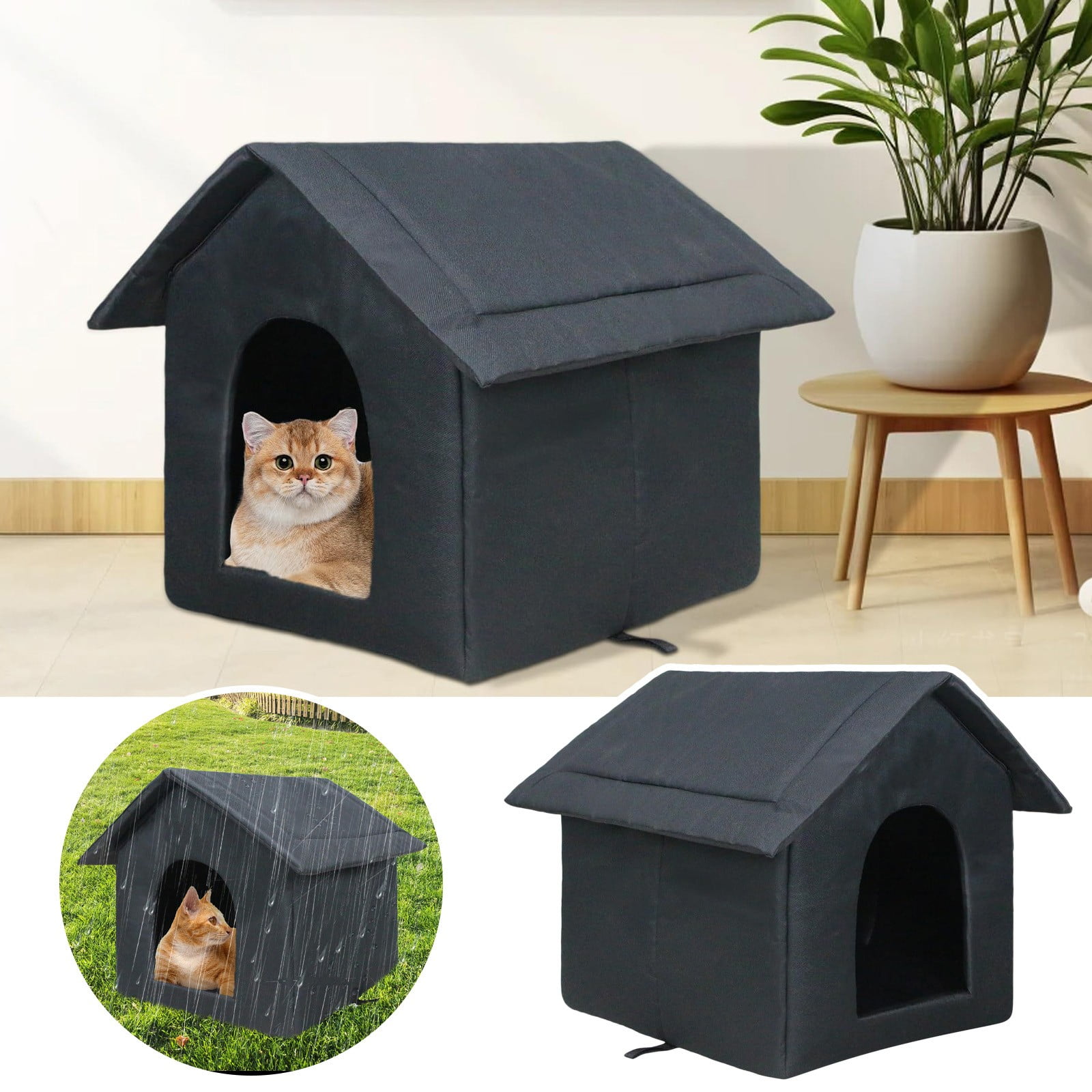 Outdoor Cat Shelter - Insulated Pet Bed with Cozy Cushion Shelter for Stray Animals - Easy to Clean Design 45 x 40 x 45 cm