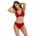 thumbnail image 3 of SWSMCLT Women's Summer Bikini Set 2 Piece Bathing Suit Cheeky Swimsuit Beach Padded Short Mid Rise Swimming Red 14, 3 of 4