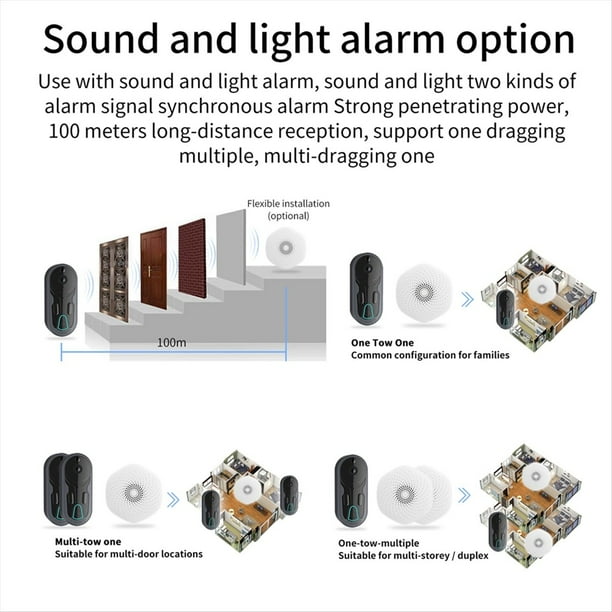 Timbre de Puerta Inteligente con Wifi, Intercomunicador de Voz Inalámbrico, Monitor de 1080P, Cámara de Timbre Inteligente con Visión HD
