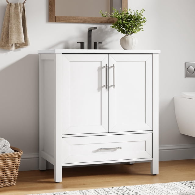 Freestanding Bathroom Vanity with Integrated Sink, Wood Storage Cabinet with Soft Close Doors and Drawer, Modern Floor Standing Vanity Set for Bathroom Organization, Multiple Sizes Colors Available