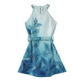 thumbnail image 5 of YOUYEDIAN 2026 Summer Dresses for Girls Casual Halter Neck Sun Dresses Wrap Belt Sleeveless Dresses Vintage Floral Print Swing Dress,Blue 9-10 Years, 5 of 5