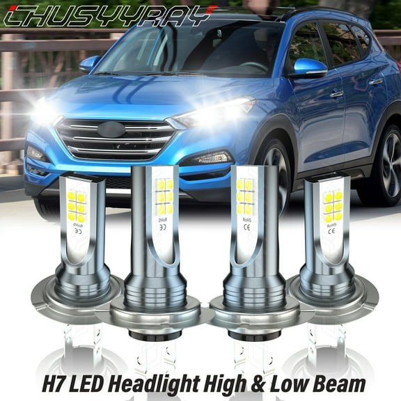 For Hyundai Tucson 2016 2017 2018 H7 LED Headlight High Low Beam Bulbs Kit 6000K Pure White Qty 4