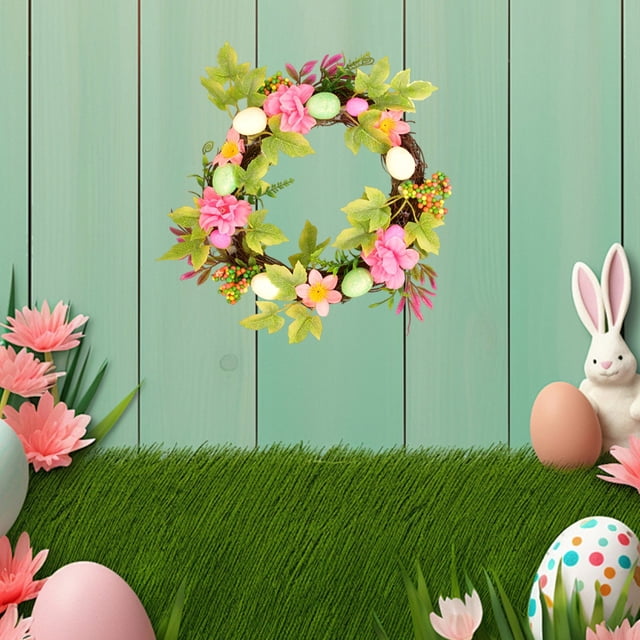 Fiudx Corona de Conejito de Pascua, Guirnalda de Primavera para Puerta, Decoración Exterior, Ambiente Festivo, Decoración de Temporada Versátil, Ideal para Fiestas, Tamaño 20 X 20 X 5 Cm