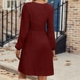thumbnail image 3 of Dasayo Formal Walmart Dresses Women Red Long Sleeve Smocked Casual High Waist Solid Mini Dress Dresses for Ladies L, 3 of 7