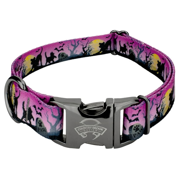 Country Brook Petz® Gunmetal Premium Graveyard Dog Collar, Large