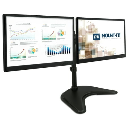 Mount-It! - Dual Monitor Desk Stand - Black