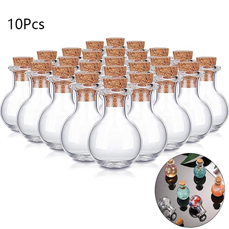 10x Small Glass Bottles Miniature Potion Bottle Mini Cork Glass Vials WedCAMO 
