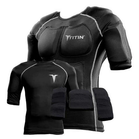 The TITIN Force Weighted Shirt System - 8 Lbs Of Hydro-Gel Inserts - 1 14-Pocket Inner Compression Shirt - 1 Outer Compression Shirt (Medium, (Best Exercises For Inner And Outer Thighs)