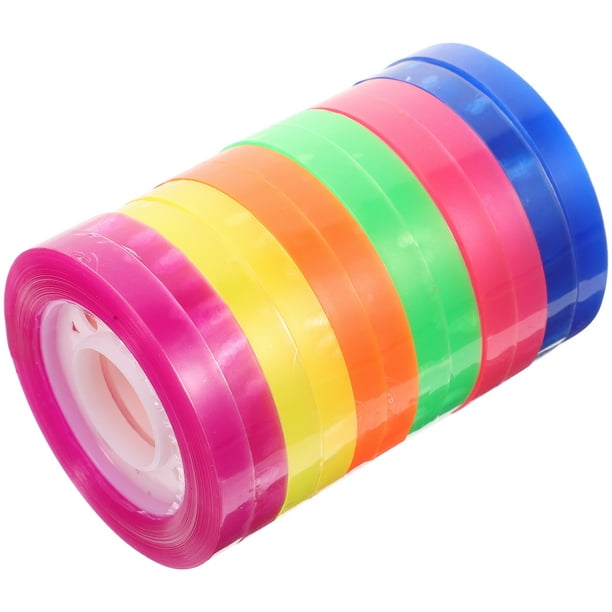 12 Rolls of Colored Sticky Tapes Creative Adhesive Colorful Tapes Clear