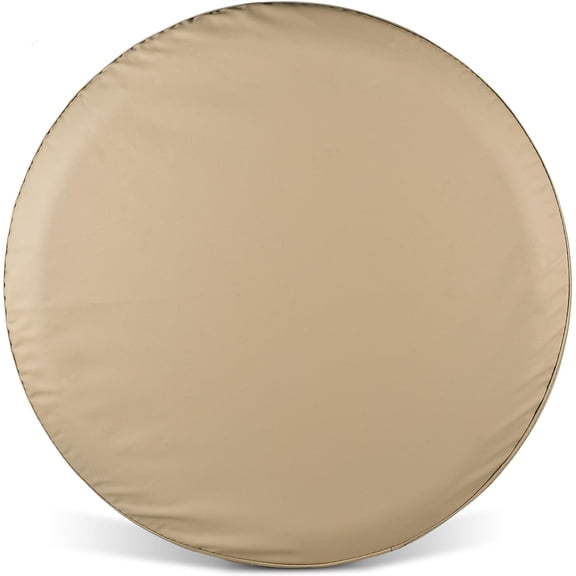 Spare Tire Cover, Beige Wheel Cover Waterproof PVC Leather Dust-Proof Universal Fit for Jeep, Trailer, RV, SUV and Camper (15 Inch)