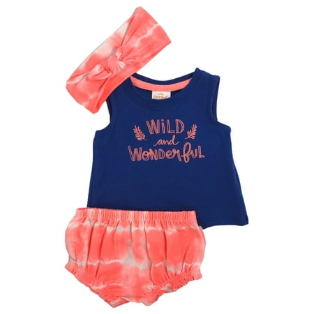 

Infant Girls Wild & Wonderful 3pc Baby Outfit Tank Top Shorts Headband Set 18m