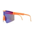 thumbnail image 4 of Boys Kids Rimless Color Mirror Neon Wrap Curved Sport Sunglasses Orange - Blue Mirror, 4 of 4