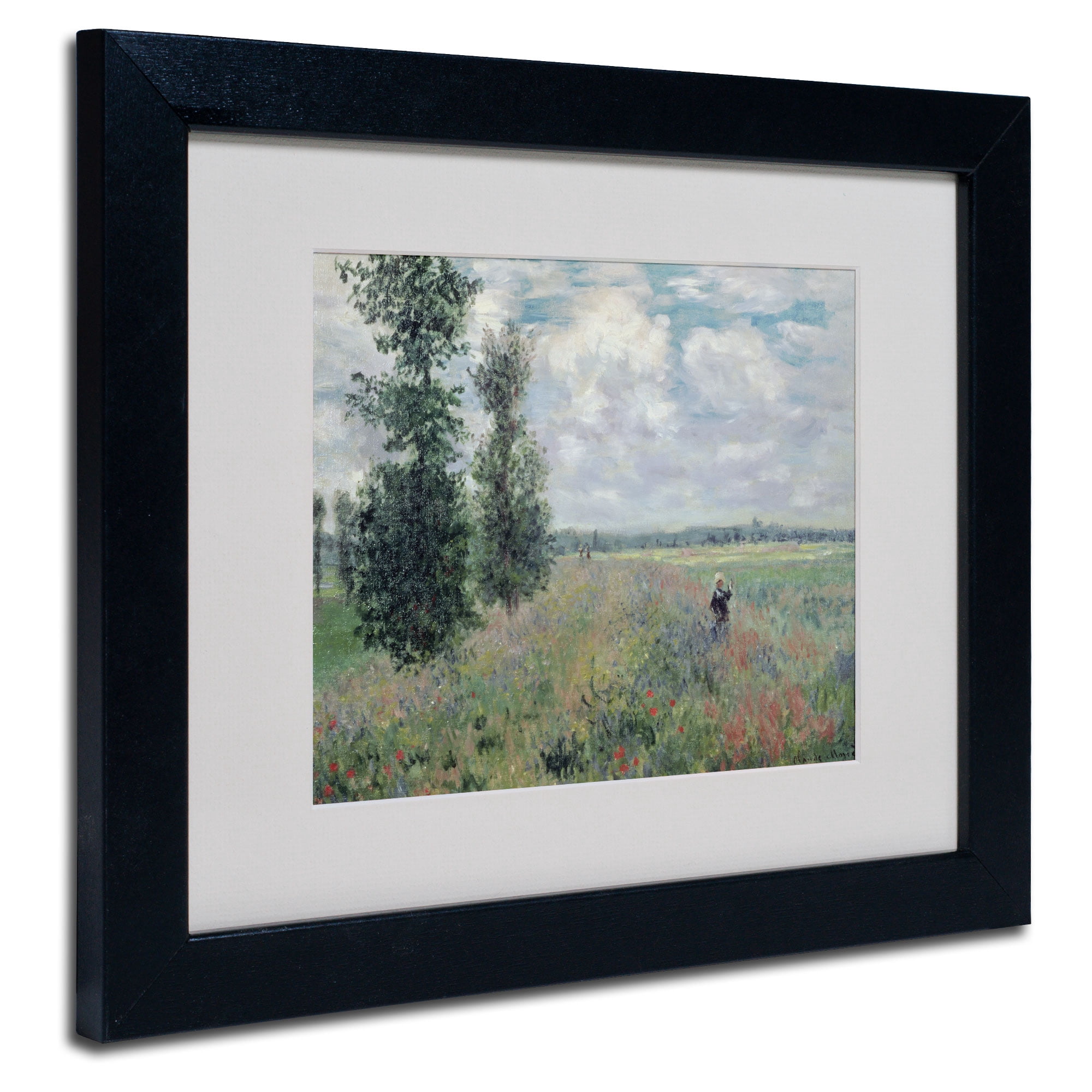 Trademark Fine Art "The Poppy Field" Matted Framed Canvas Art by Claude Monet