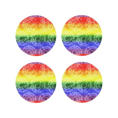 

Matuu Colorful Tie Dye for Cup Coasters Set of 4 Leather Coasters Desk Coasters for Office Measures 4” x 4”-Round Shape