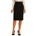 thumbnail image 1 of Falda Lápiz de Mujer Inspire Chic de Cintura Alta con Abertura y Cierre Invisible, Falda de Trabajo XS Negra, 1 of 6