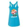 thumbnail image 2 of Wild Bobby, Flamingo Love Print, Animal Lover, Women Tri-Blend Racerback Tank Top, Vintage Turquoise, X-Large, 2 of 4
