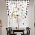 thumbnail image 3 of Spring Floral Balloon Curtains 63 Inch Length for Living Room/Bedroom, Pink Flowers Black White Plaid Pastoral Rod Pocket Privacy Door Curtains Decorative Tie Up Shade for Window 52"x63", 3 of 8
