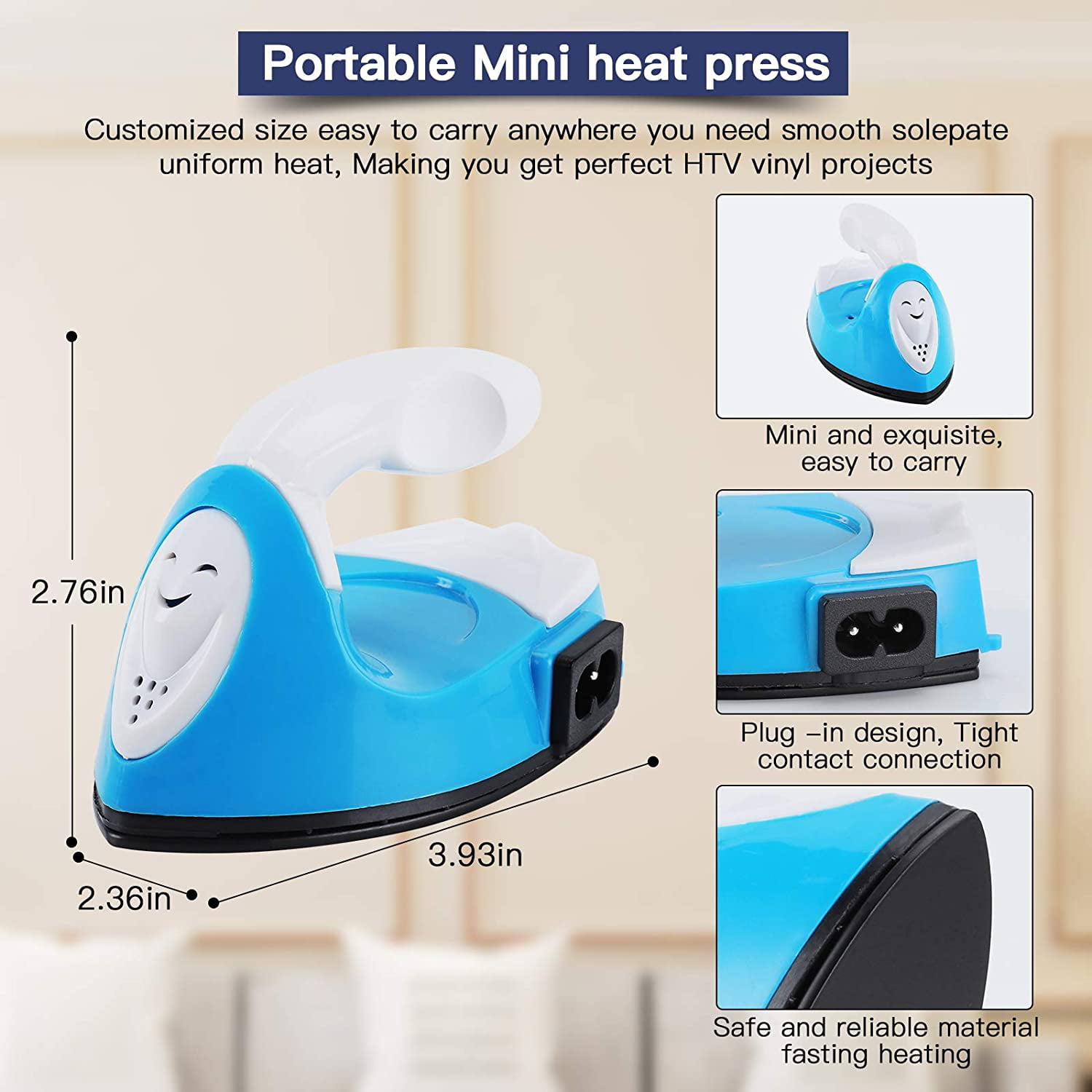 Handy Heat Pressing Machine for Clothes DIY T Shirts Shoes Hats Small HTV Vinyl Projects with Charging Portable Mini Electric Iron for Heating Transfer Heat Press Stickers Included 