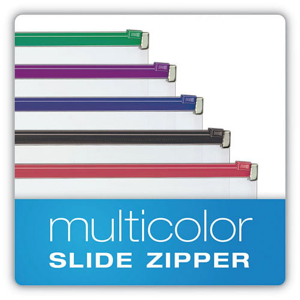 Expanding Zipper Binder Pocket, 8.5 x 11, Assorted Colors, 5/Pack | Bundle of 10 Packs