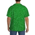 thumbnail image 3 of Naloa Green Sparkling Shiny Men's Loose Fit Cuban Collar Short-Sleeve Shirt, Hawaiian Shirts, Mens Shirts Casual for Everyday Wear Outings-Medium, 3 of 5