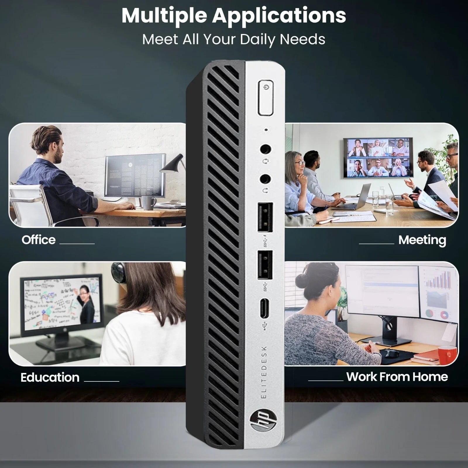 Restored HP EliteDesk 705 G4 Desktop Mini PC AMD Ryzen 5 Pro 2400GE Quad Core Processor, 16GB Ram, 512GB SSD, 22 inch Monitor, WiFi, Wireless Keyboard & Mouse, Windows 11 Pro (Refurbished)