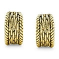 thumbnail image 2 of Bling Jewelry Womens Twisted Cable Chain Weave Clip Earrings On Button Style Non Pierced Ears Oxidized 14K Gold Plated, 2 of 5
