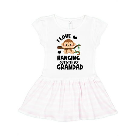 

Inktastic Monkey I Love Hanging out with My Grandad Gift Toddler Girl Dress
