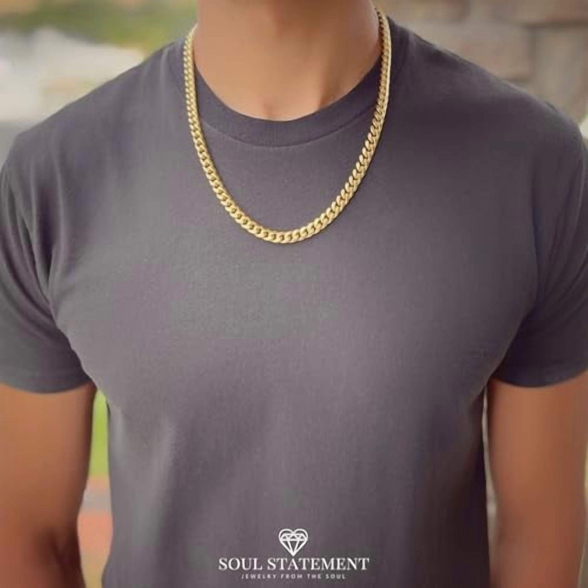 Soul Statement Cuban Chain Promise Necklace for Men - Durable Stainless Steel, Meaningful I Love You Card with Bible Verse, Anniversary Keepsake Gift Box (To My Husband, Gold)