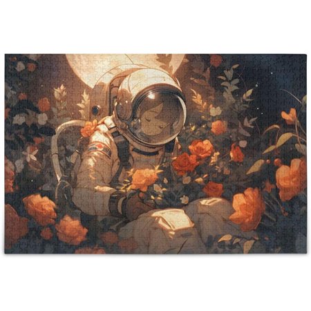 Hotbar Anime Girl Astronaut Jigsaw Puzzle 1000 Pieces, Zigsaw Puzzles with Storage Bag Reference Picture Alphabet Back 29.5×19.7 in