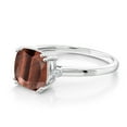 thumbnail image 3 of Gem Stone King 2.01 Ct Cushion Red Tiger Eye White Diamond 10K White Gold Ring, 3 of 5