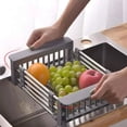 thumbnail image 4 of Escurridor de Fregadero TQP Acero Inoxidable Retráctil Canasta Expandible Para Verduras Frutas Platos, 4 of 5