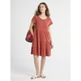 thumbnail image 2 of Time and Tru Women's and Women's Plus Tiered Cotton Mini Dress, Sizes XS-4X, 2 of 5