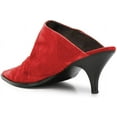 thumbnail image 3 of YDN Women Sexy Kitten Low Heel Mules Pumps Pointed Closed Toe Loafers Backless Slip On Sandals Suede Comfort Shoes Size 15 Red, 3 of 4