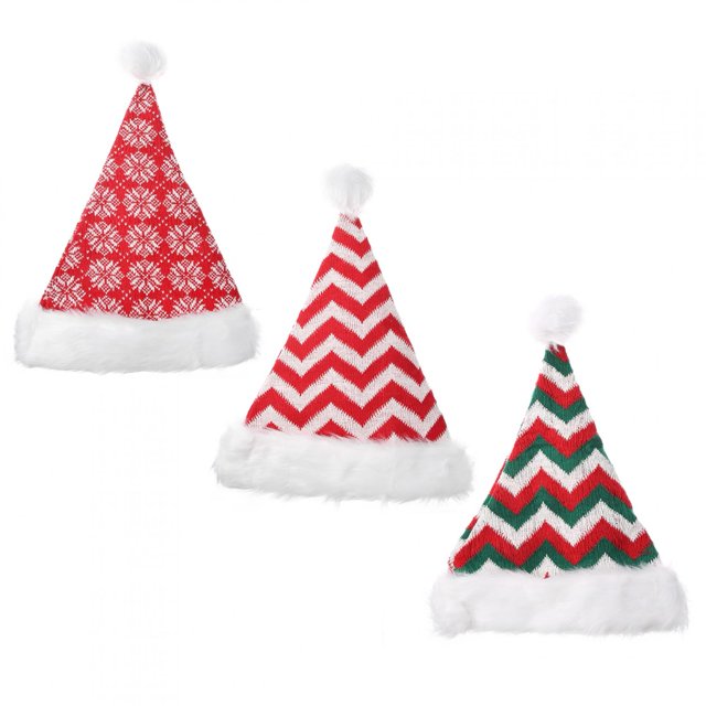 Gorro de punto, 3 piezas/juego, patrón de rayas, gorro de punto navideño, adornos navideños elaborados por expertos