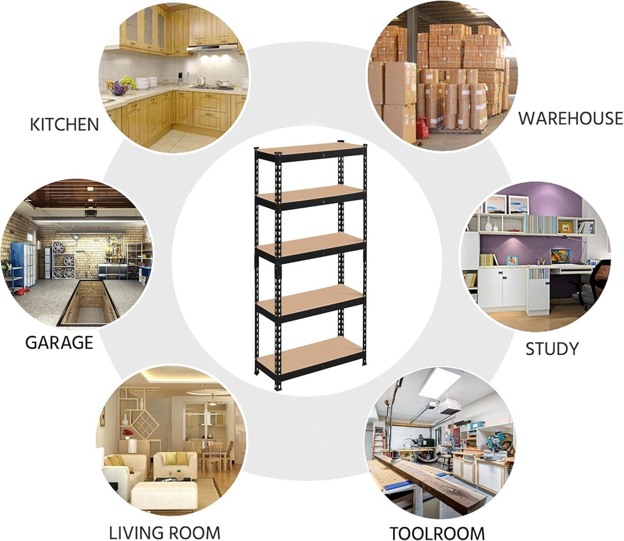 5-Tier Heavy Duty Metal Shelving Unit,1500 lbs Capacity, Adjustable Storage Rack