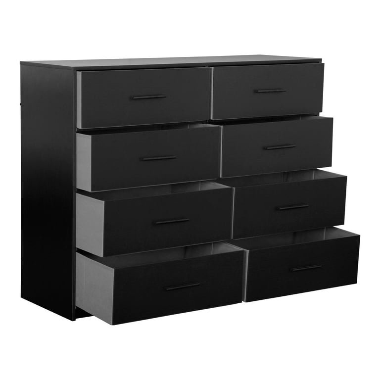 8-Drawer Dresser with Extra Large Fabric Bins, Wood Frame Storage