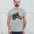 thumbnail image 3 of Tee Hunt Dean Russo Colorful Horse T-Shirt Neon Mosaic Wild Mustang Men's Tee, Gray, Large, 3 of 5